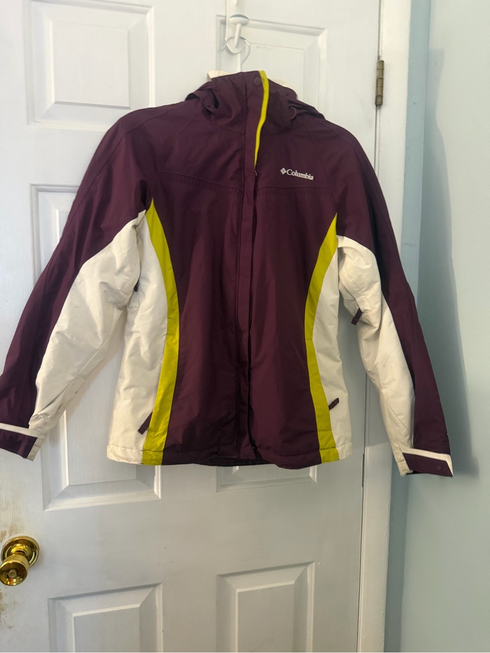 Columbia Women’s Small Interchange Winter Jacket Purple White Hooded